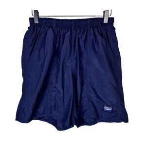 Speedo Mens Navy Elastic Waist Pockets Internal Drawstring Swim Trunks